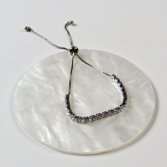 Zales Silver Bracelet with White Stones - Picture 2 of 7